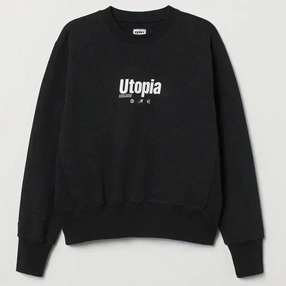 EXYTS x HM black crew neck casual relaxed fit cotton long sleeve sweatshirt S - Picture 1 of 5